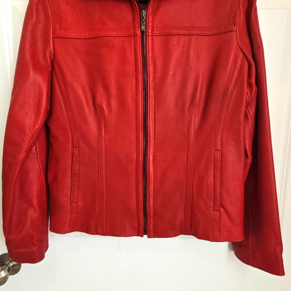 Genuine Leather Red Jones New York Jacket